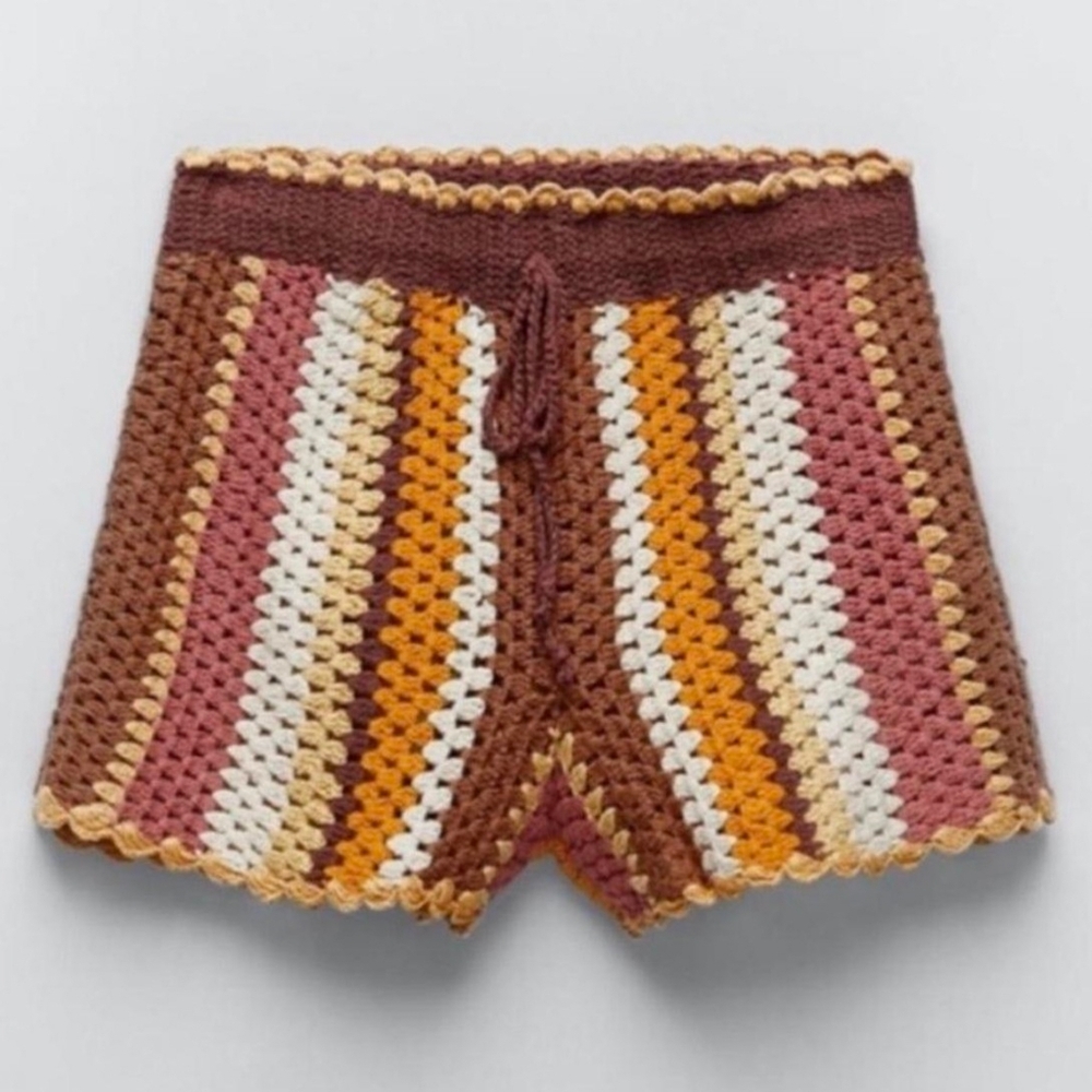 Zara Multicolor Crochet High Waist Shorts